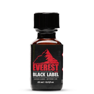 bottle of poppers everest aromas, poppers black label 24 ml